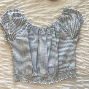 blue and white stripe hollister top